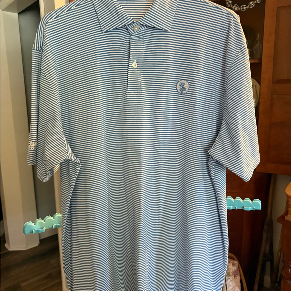 Holderness & Bourne Men's Blue Striped Polo Shirt